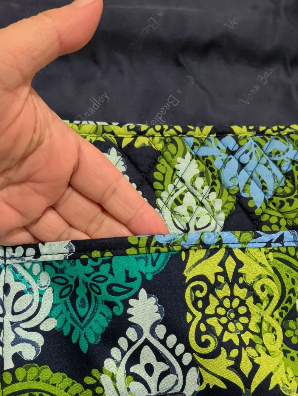 Vera Bradley Blue, Teal, Green & White Quilted Crossbody Messenger Bag - Picture 8 of 13